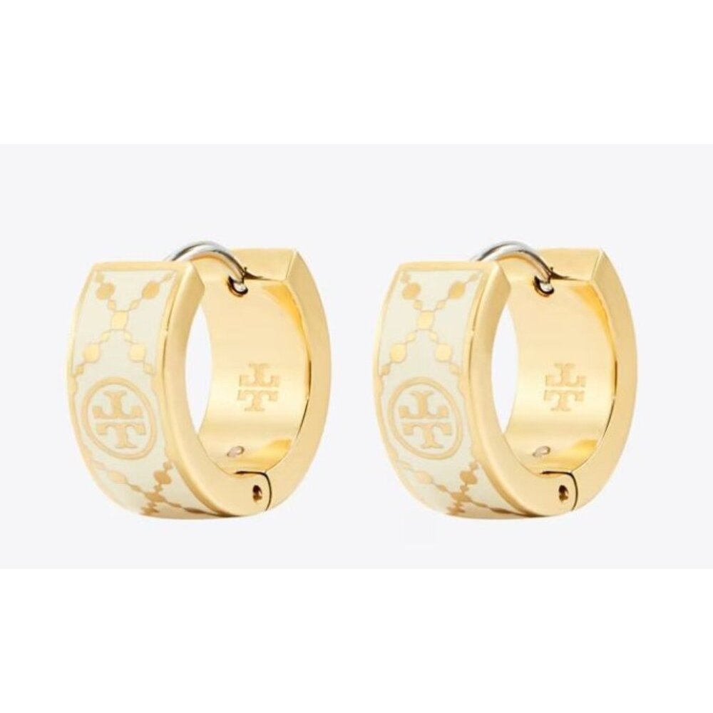 Tory Burch T-Monogram Bangle Bracelet & Huggie Earring Set - Picture 3 of 7